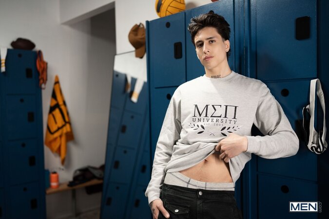 Angel Elias hides in the locker room until Marco Alessandro gives him a reason out