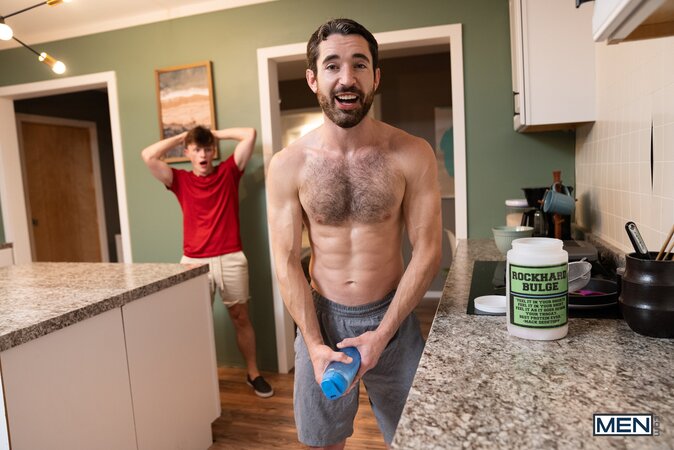 Jay Stroke interrupts houseguest Jake Preston for a pullup workout fuck