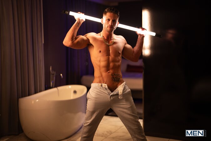 Roman Todd pushes Alpha Wolfe against the hotel wall for a deep doggystyle fuck