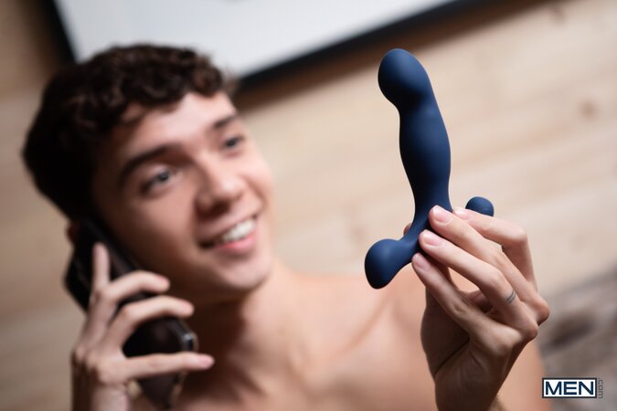 Malik Delgaty catches applicant Sam Ledger with a toy and pounds him on the desk