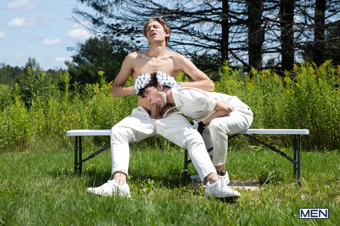 Cricket player Leo Louis takes wicket keeper Sam Ledger to the bench for a fuck