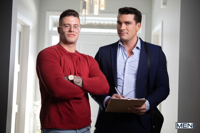 Clark Delgaty distracts realtor Presley Scott while his fiancee waits outside