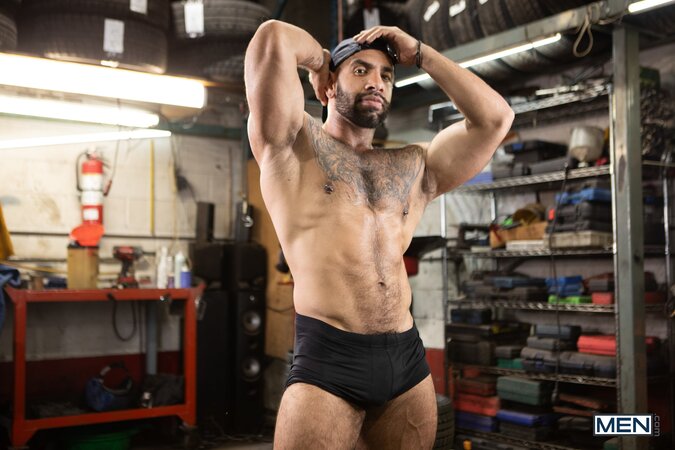 Mateo Zagal waits until Chuck Conrad is off duty before climbing into his lap
