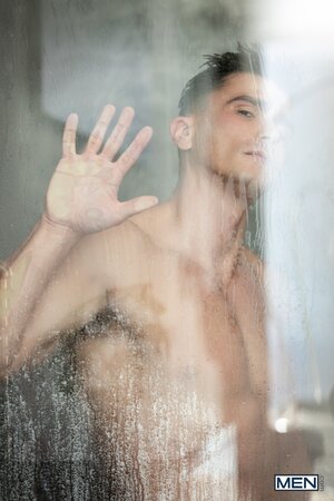 Sir Peter pins MrDeepVoice against the shower wall for a raw outdoor session