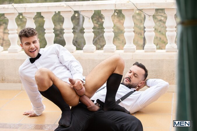 Sir Peter makes the first move on Allen King and turns the tuxedo date filthy