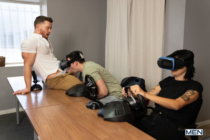 Instructor Johnny Donovan gives student Clark Reid a wild desk lesson