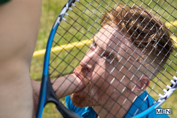 Tennis player Malik Delgaty serves opponent Tim James a hard doggystyle fuck