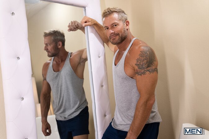 Twink Cristiano joins daddies Greg Dixxon and Nick Cranston for a wild train fuck