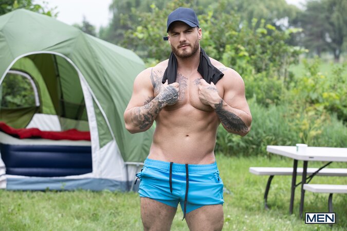 William Seed double books a campsite with Tim James and fucks him on the grass