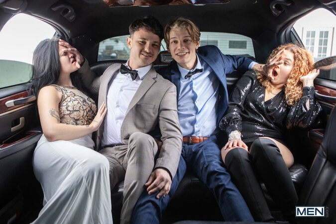 Secret boyfriends Leo Louis and Enzo Muller ditch their prom dates for limo sex