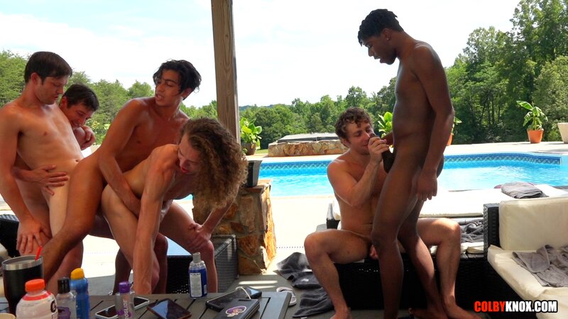 Colby Chambers Mickey Knox and five guests turn the pool into a bareback orgy