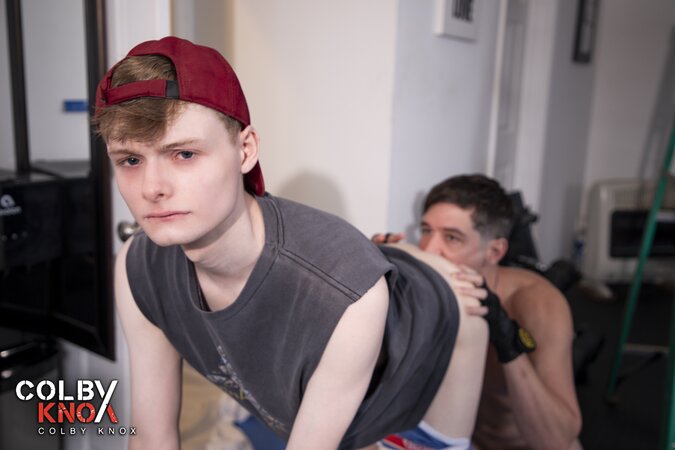Colby Chambers gives apprentice Ethan Adams a very hands on gym lesson