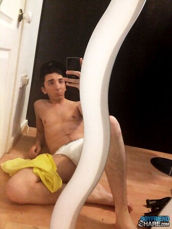 Adam shows off his uncut cock