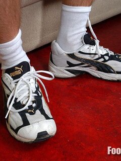 Tibor shows off his sneakers and socks