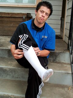 Jordan Kane shows off his sneakers and socks