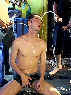 Piss loving Kaleb Gets Stuffed and Soaked