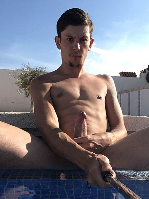 Xavier Sibley strokes his hard cock