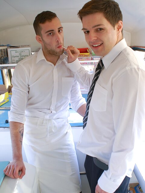 Jason Sutton and Darren Hibbert hide in ice cream van for deep anal