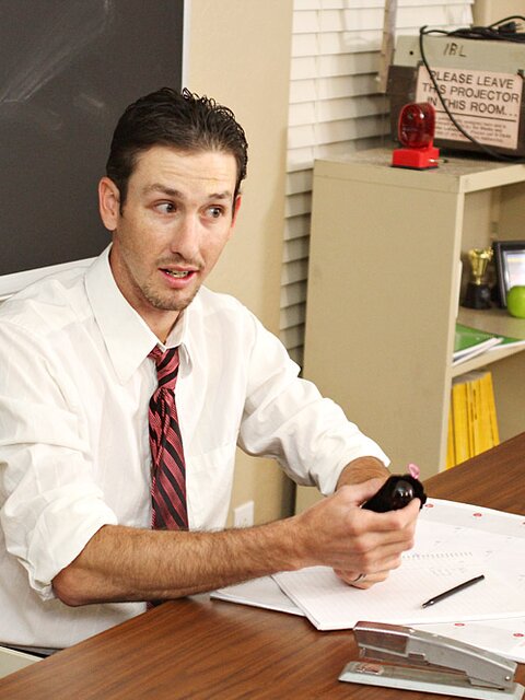 Dean Holland tries a dildo and teacher Danny Brooks watches closely