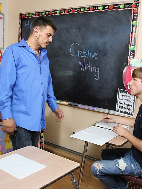 JR Adams gets lost in thoughts of teacher Collin Stone's sexy body