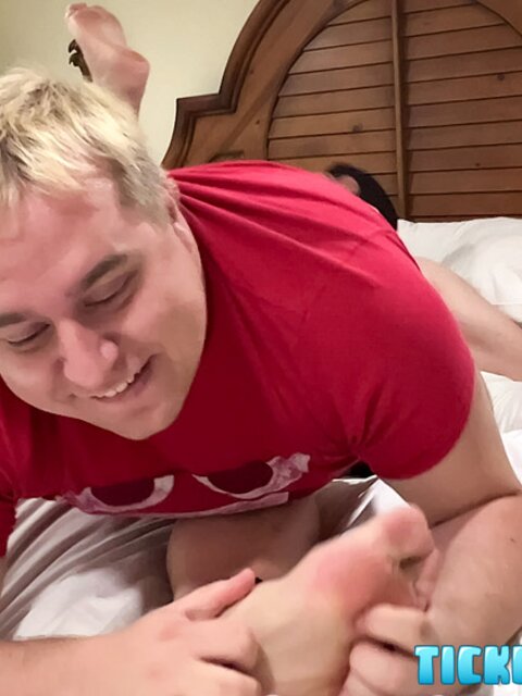 Chubby Bryce discovers his ticklish side with Matt's expert hands