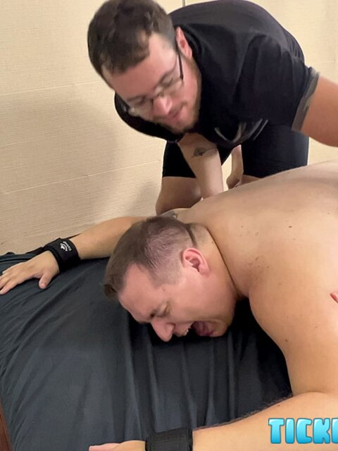 Matt laughs and squirms as CDubs shows off his tickling skills on him