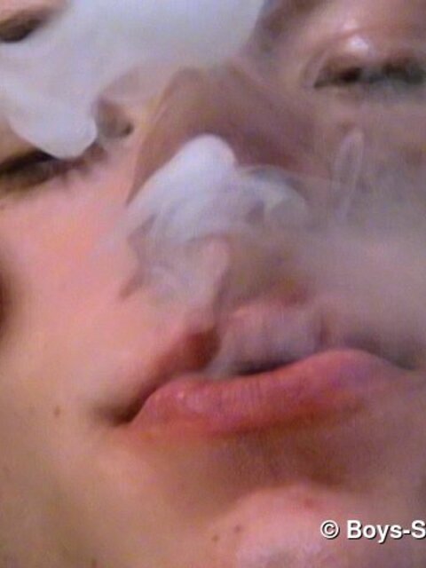 Bleu gets up close and personal in a solo smoking and masturbation session