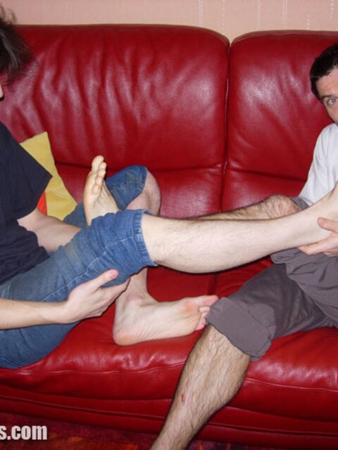 Charlie forces Bo to his knees for foot worship