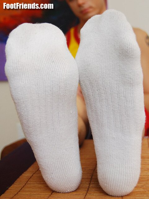 Mick's sexy feet shine in tight socks