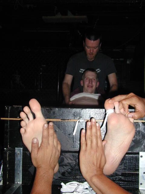 Andy's size 18 feet are bound and tickled