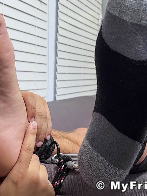Dan Edwards takes control by removing Drew Harper socks to worship his bare feet