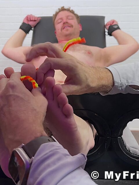 Girth tickles Russ entire body while he is restrained