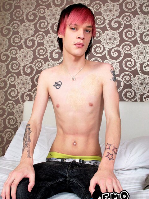 Cute emo boy Lewis Romeo strips down to reveal his beautiful dick