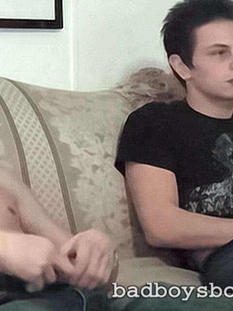 LT Mkay and John Cox jack off together on the couch