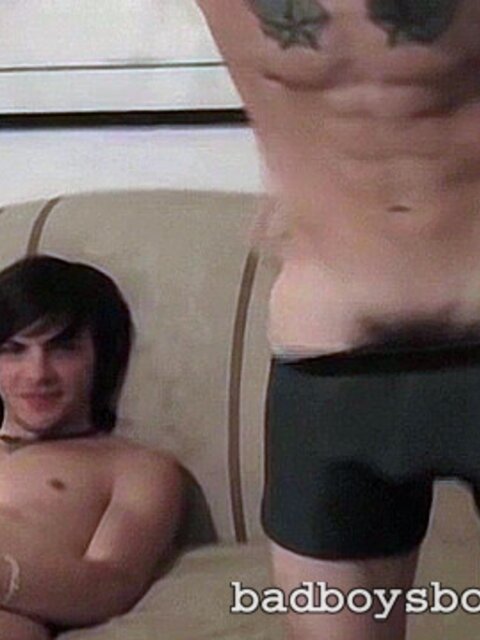 LT Mkay and John Cox jack off together on the couch
