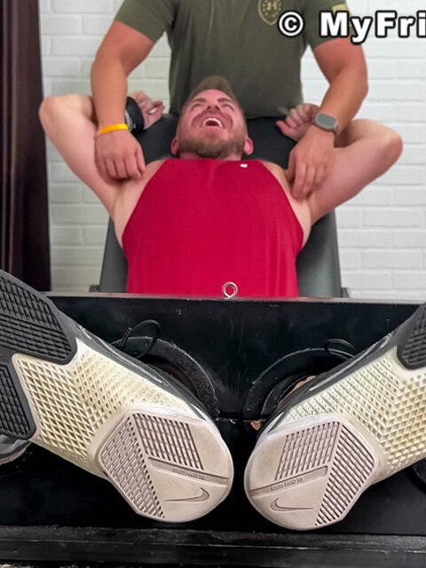 Dan Edwards tickles Bradley King’s armpits and feet