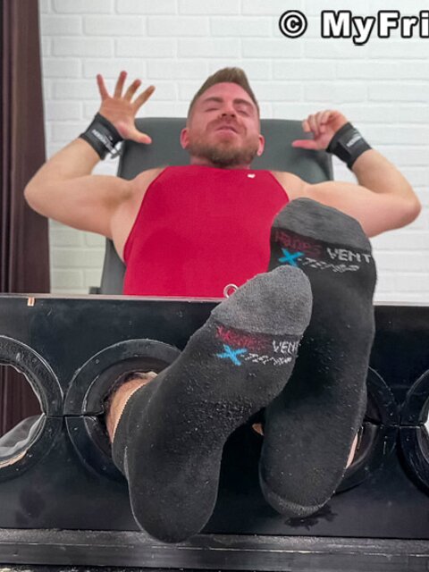 Dan Edwards tickles Bradley King’s armpits and feet