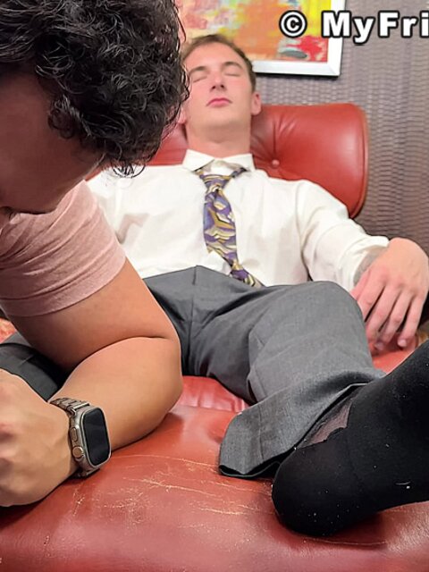 Dan Edwards worships Tyler French’s feet after a long day at work