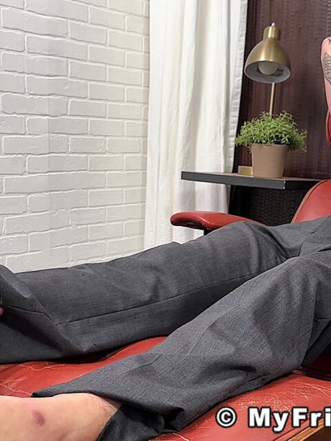 Dan Edwards worships Tyler French’s feet after a long day at work
