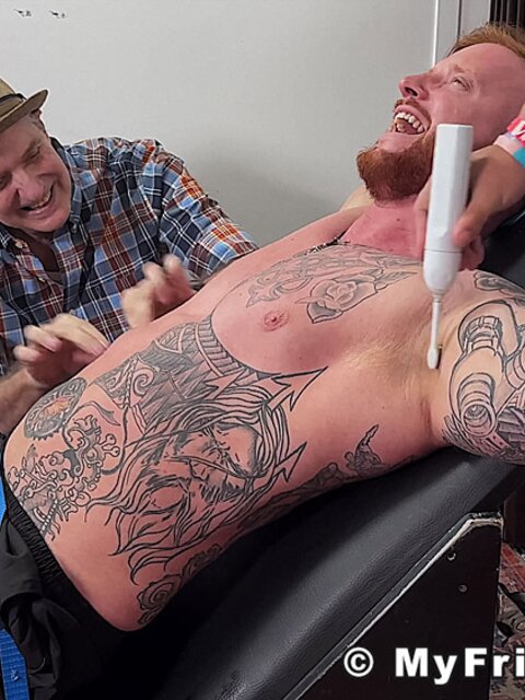 Anthony G laughs loudly during foot fetish and bondage tickling