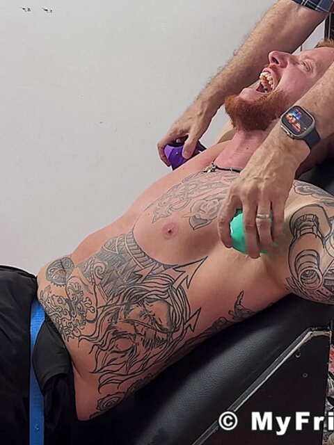 Anthony G laughs loudly during foot fetish and bondage tickling
