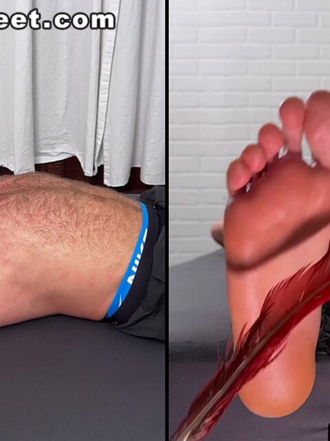 Daniel squirms as Dan Edwards tickles his bare feet