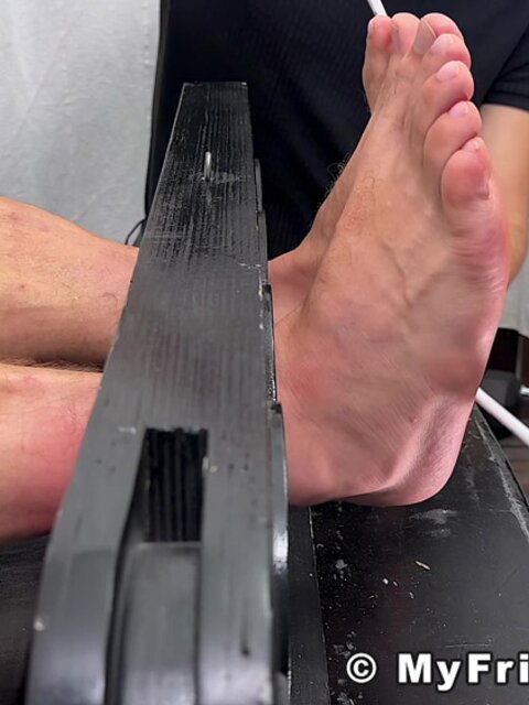 Thom tickles Scott Holliday in chair with Dan Edwards