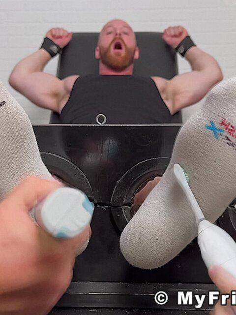Dan Edwards tickles Brody Meyer’s balls with toothbrush