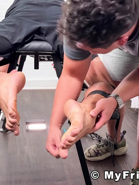 Dan Edwards tickles Luca until he begs for mercy