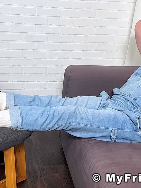 Dev worships Russ’s smelly feet at the ranch