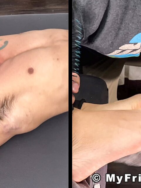 Dan Edwards binds Caleb and tickles his upper body