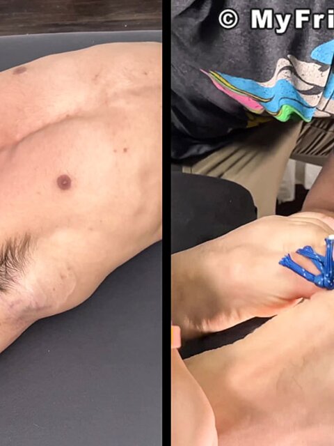 Dan Edwards binds Caleb and tickles his upper body