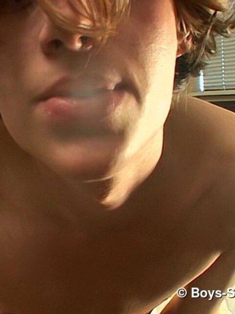 Ayden James strokes his cock while smoking for tape