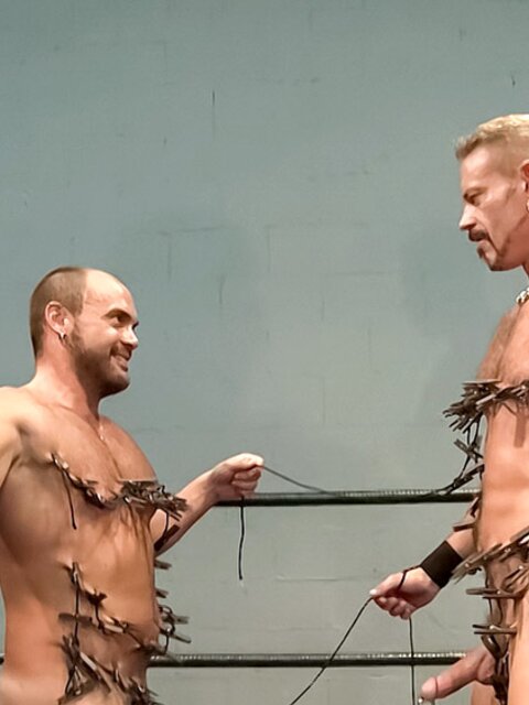 Colin Steele and Jessie Balboa pull pegs in competition